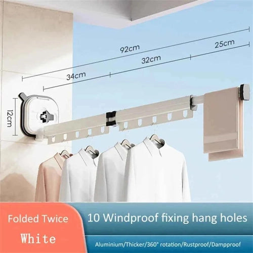 Étendoir à linge mural rétractable ventouses aluminium