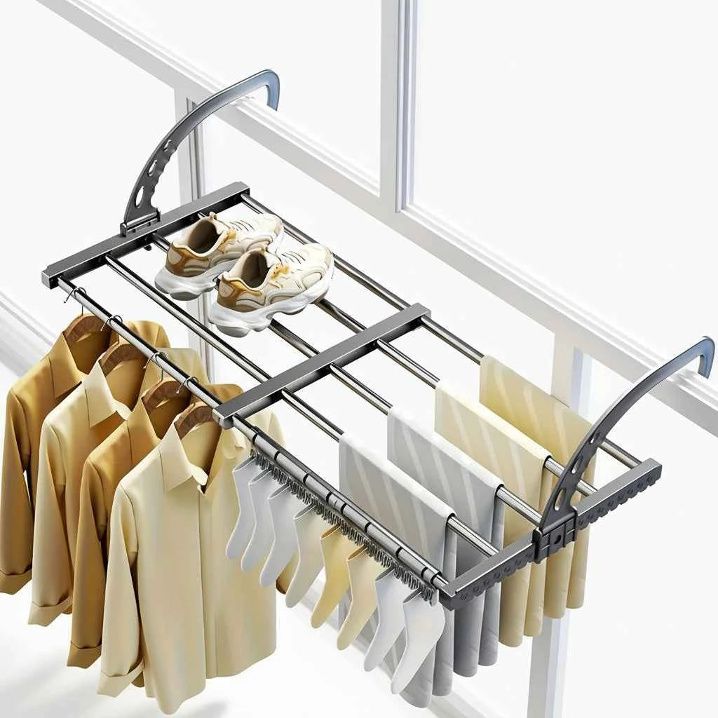 Étendoir à linge pour balcon inox multifonction