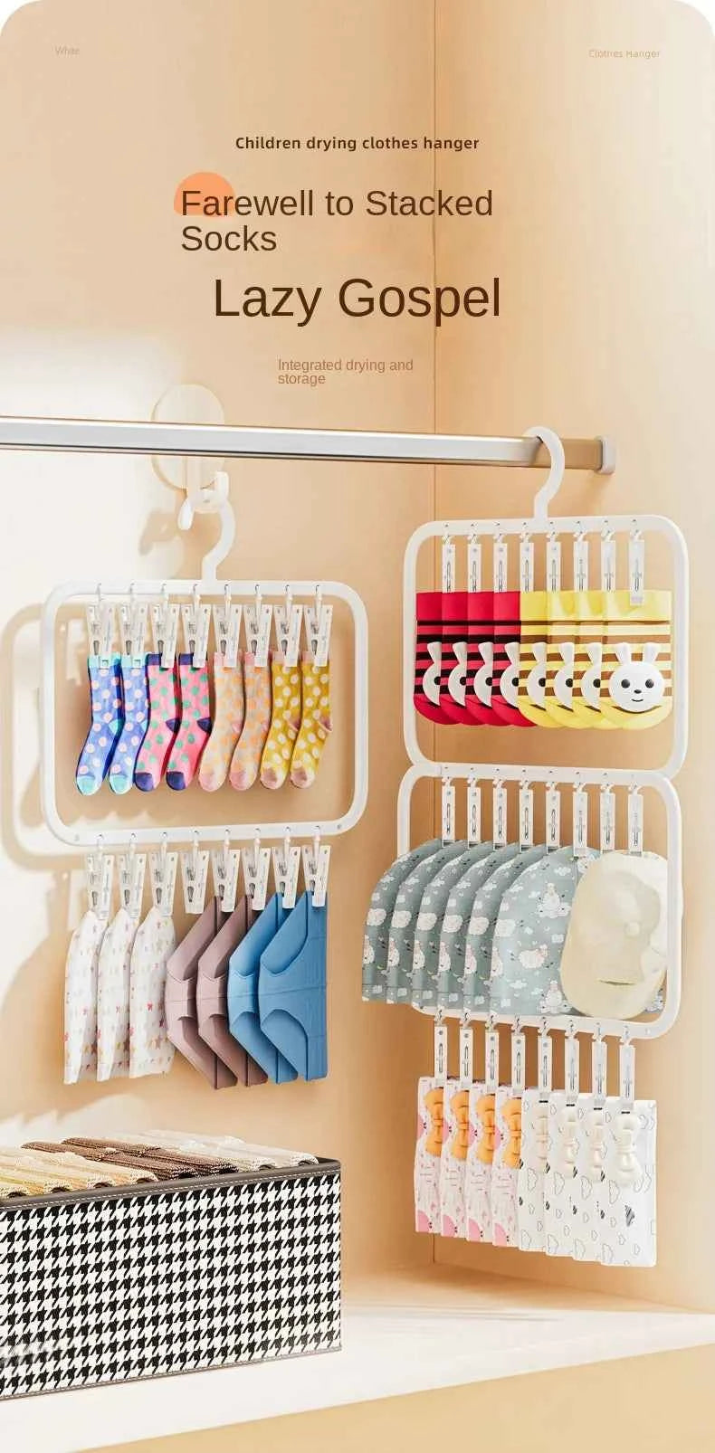 Petit étendoir à linge pliable multi-pinces