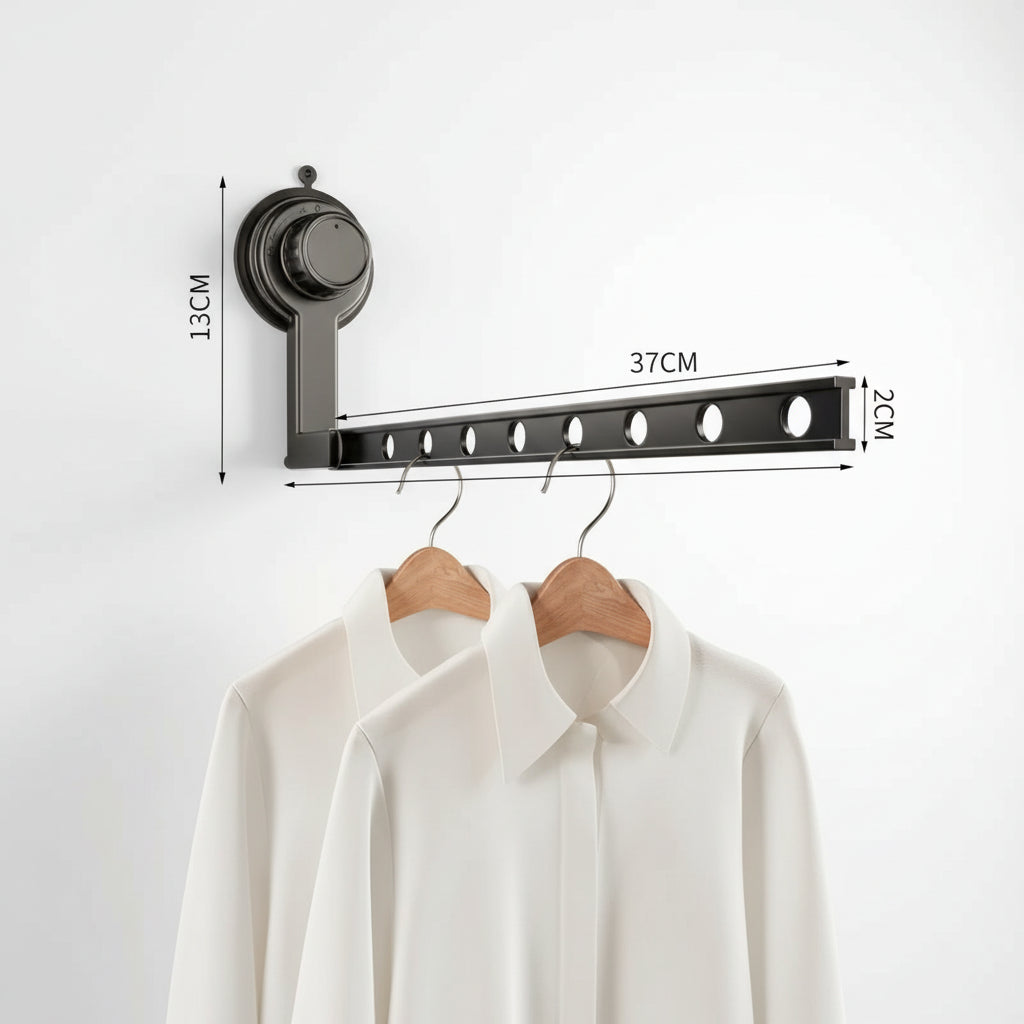Étendoir à linge mural rabattable ventouse aluminium