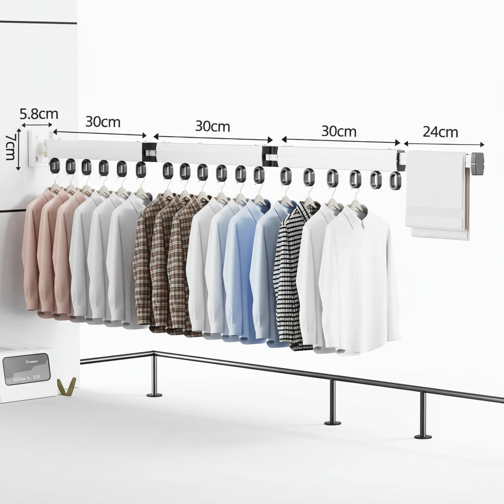 Étendoir à linge mural rétractable en aluminium pliable