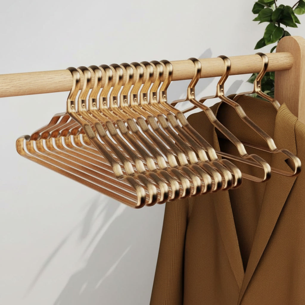 Cintre pour étendoir à linge aluminium doré