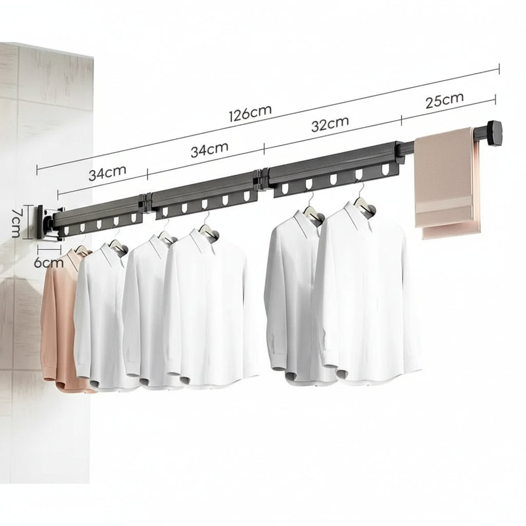 Étendoir à linge mural rabattable en aluminium