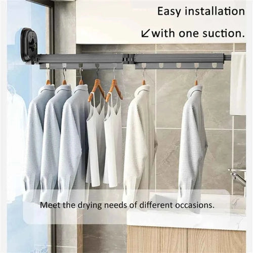 Étendoir à linge mural rétractable ventouses aluminium