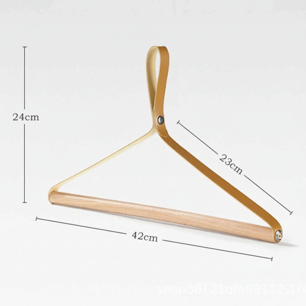 Cintre pour étendoir à linge bois et cuir