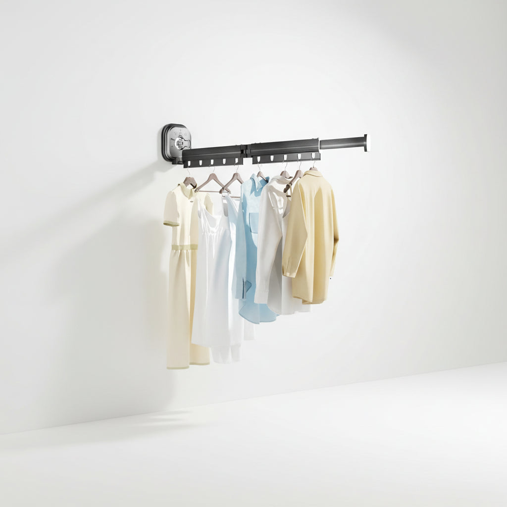 Étendoir à linge mural rétractable aluminium ventouse
