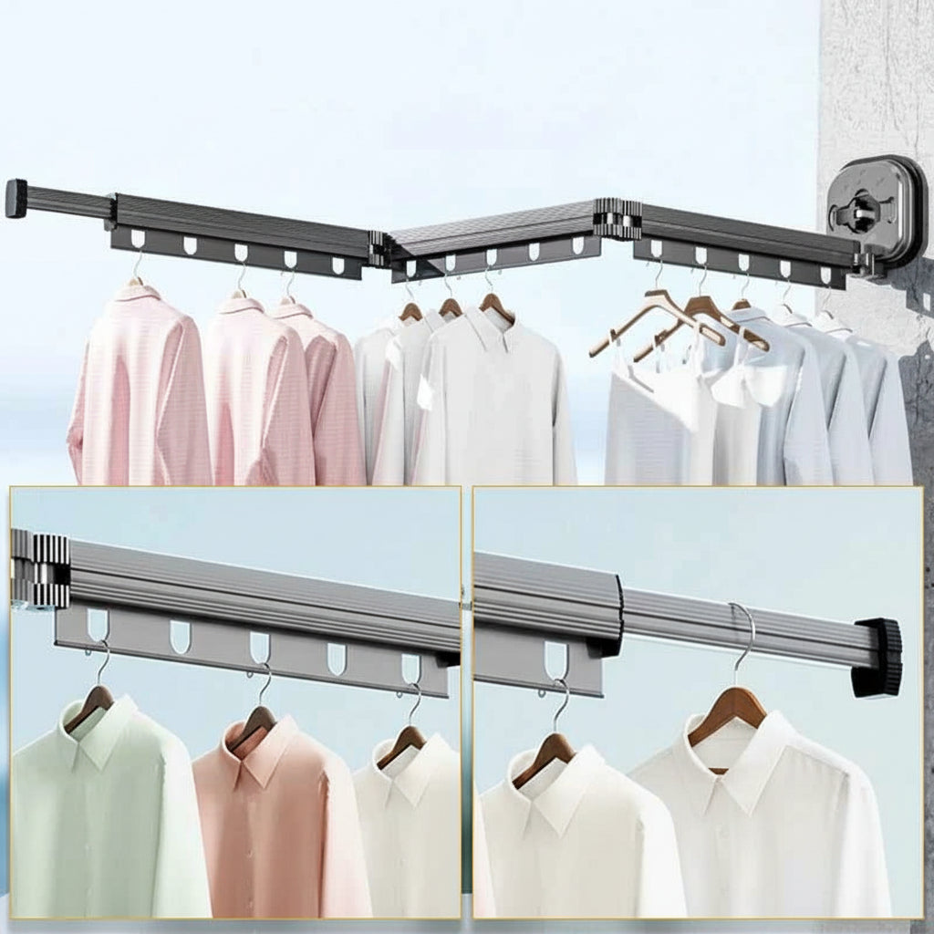 Étendoir à linge mural rétractable aluminium ventouse