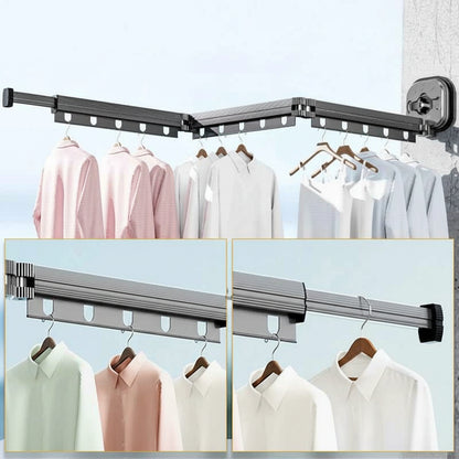 Étendoir à linge mural rétractable aluminium ventouse