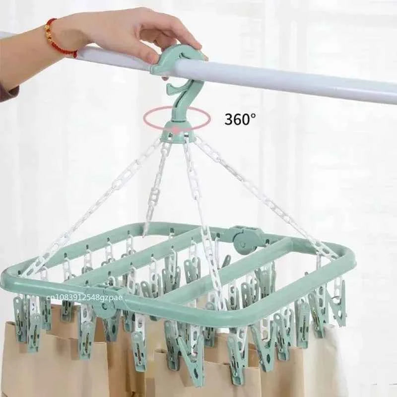Petit étendoir à linge pliable 32 pinces