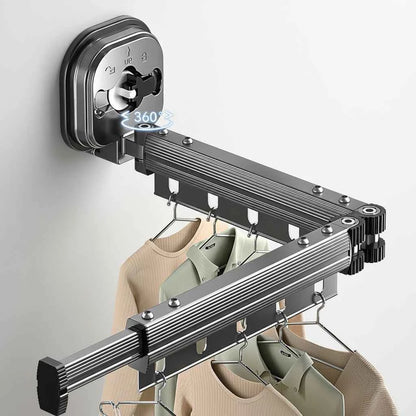 Étendoir à linge mural rétractable aluminium sans perçage