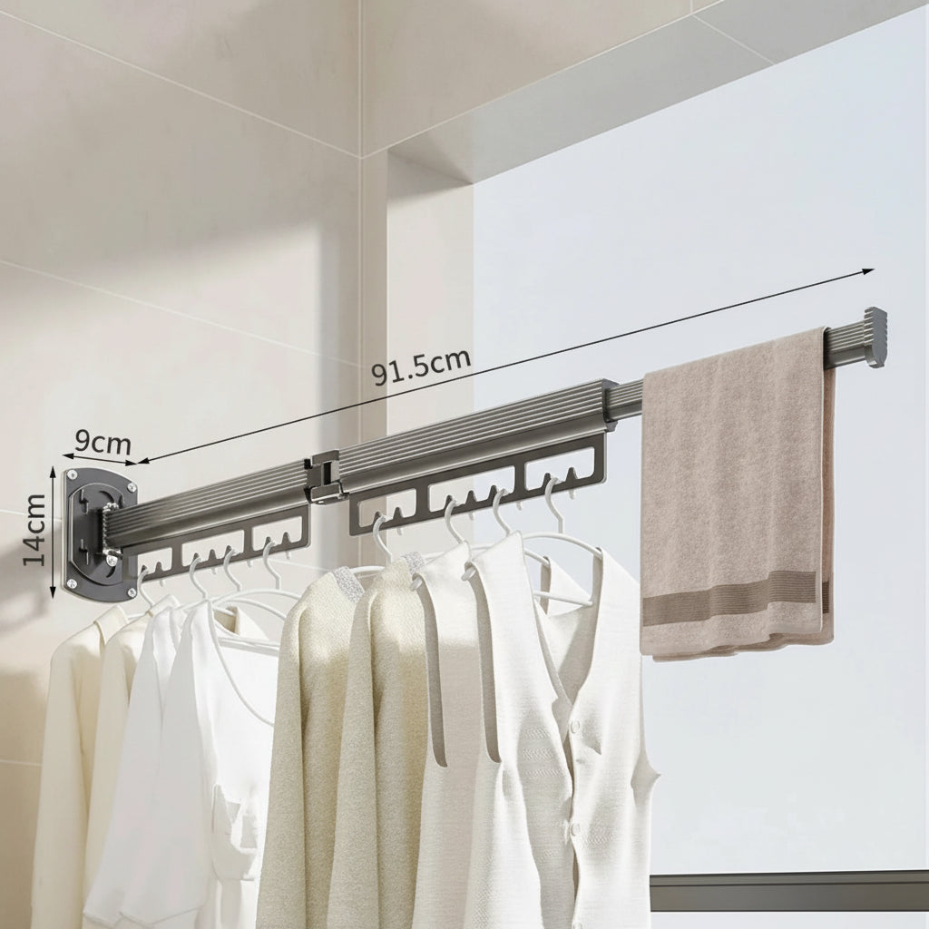 Étendoir à linge mural rétractable aluminium robuste
