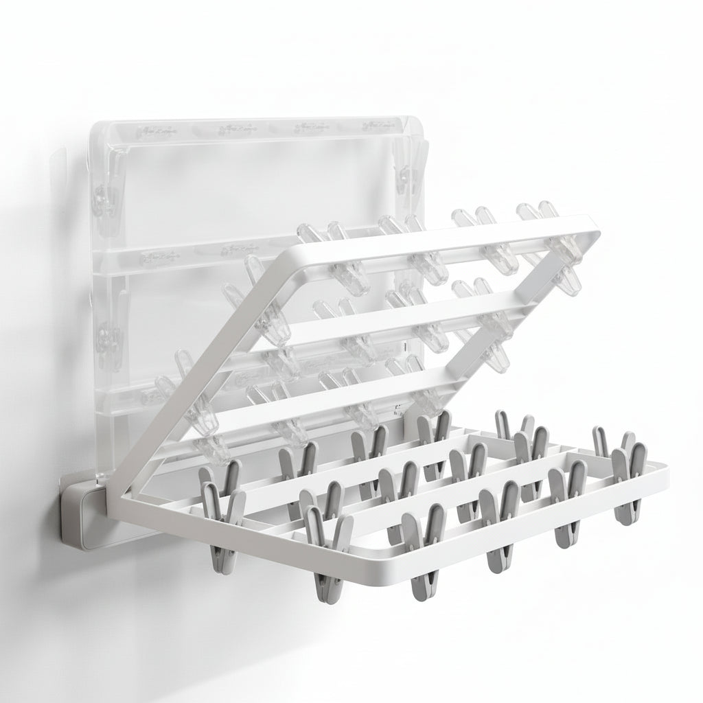 Étendoir à linge mural rabattable avec pinces socks