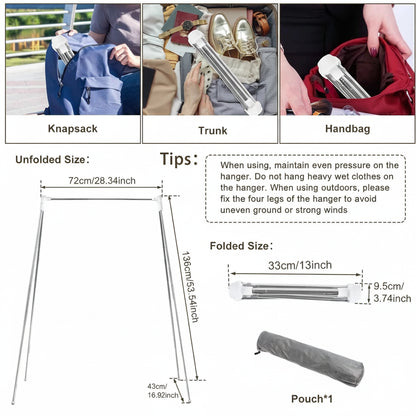 Étendoir à linge pliable inox voyage