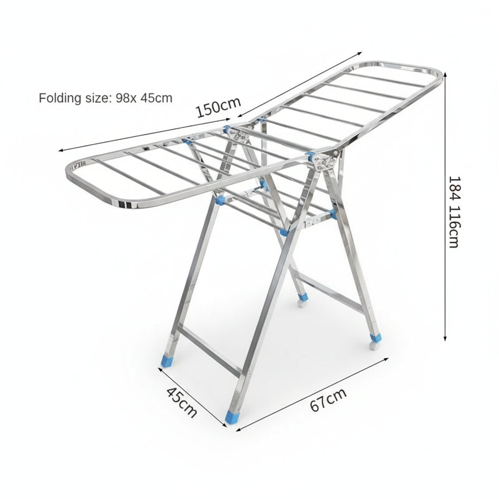 Étendoir à linge pliable inox intérieur extérieur