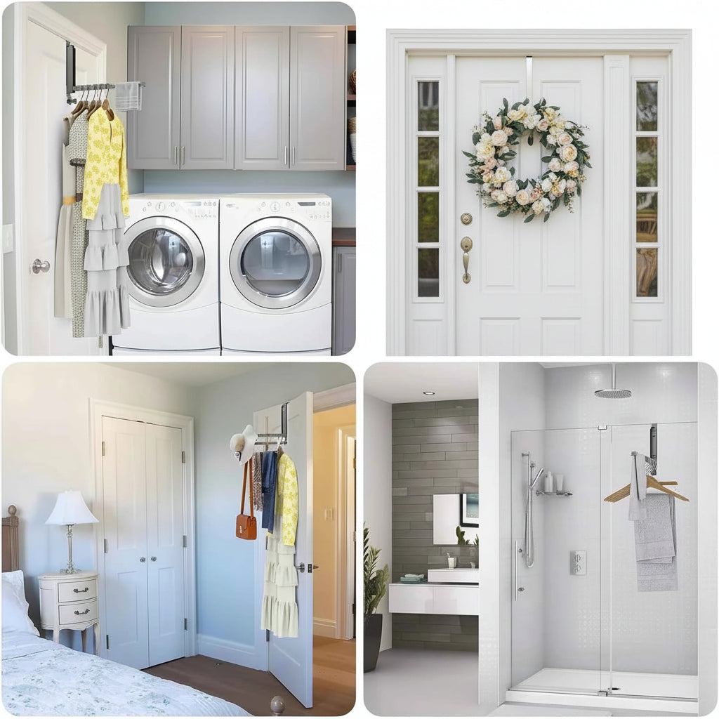 Étendoir à linge sur porte télescopique aluminium