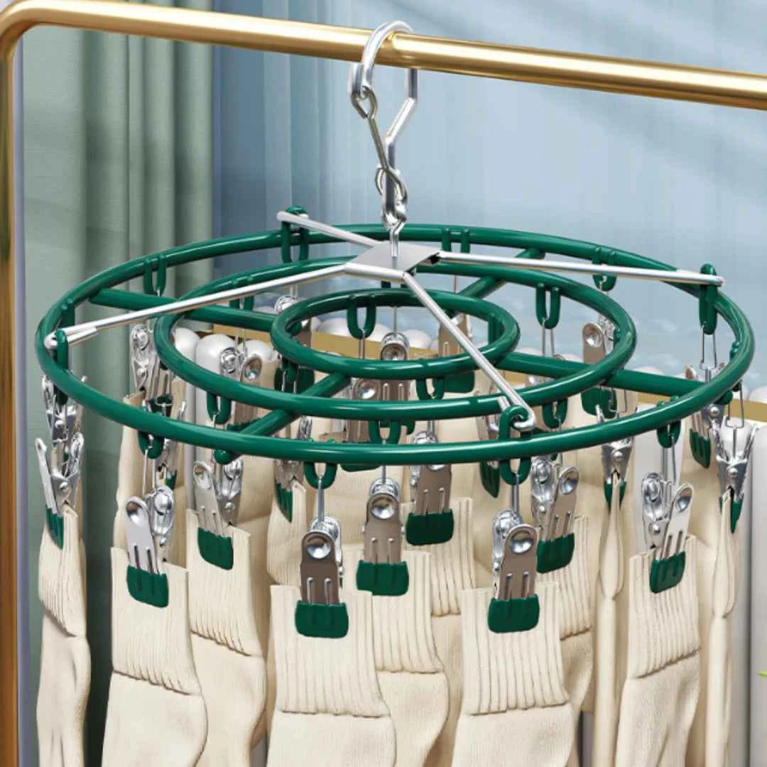 Petit étendoir à linge rond 24 pinces pliable