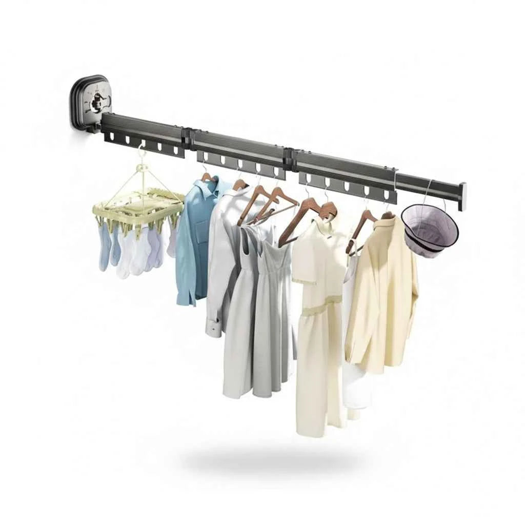 Étendoir à linge mural rétractable en aluminium pliable