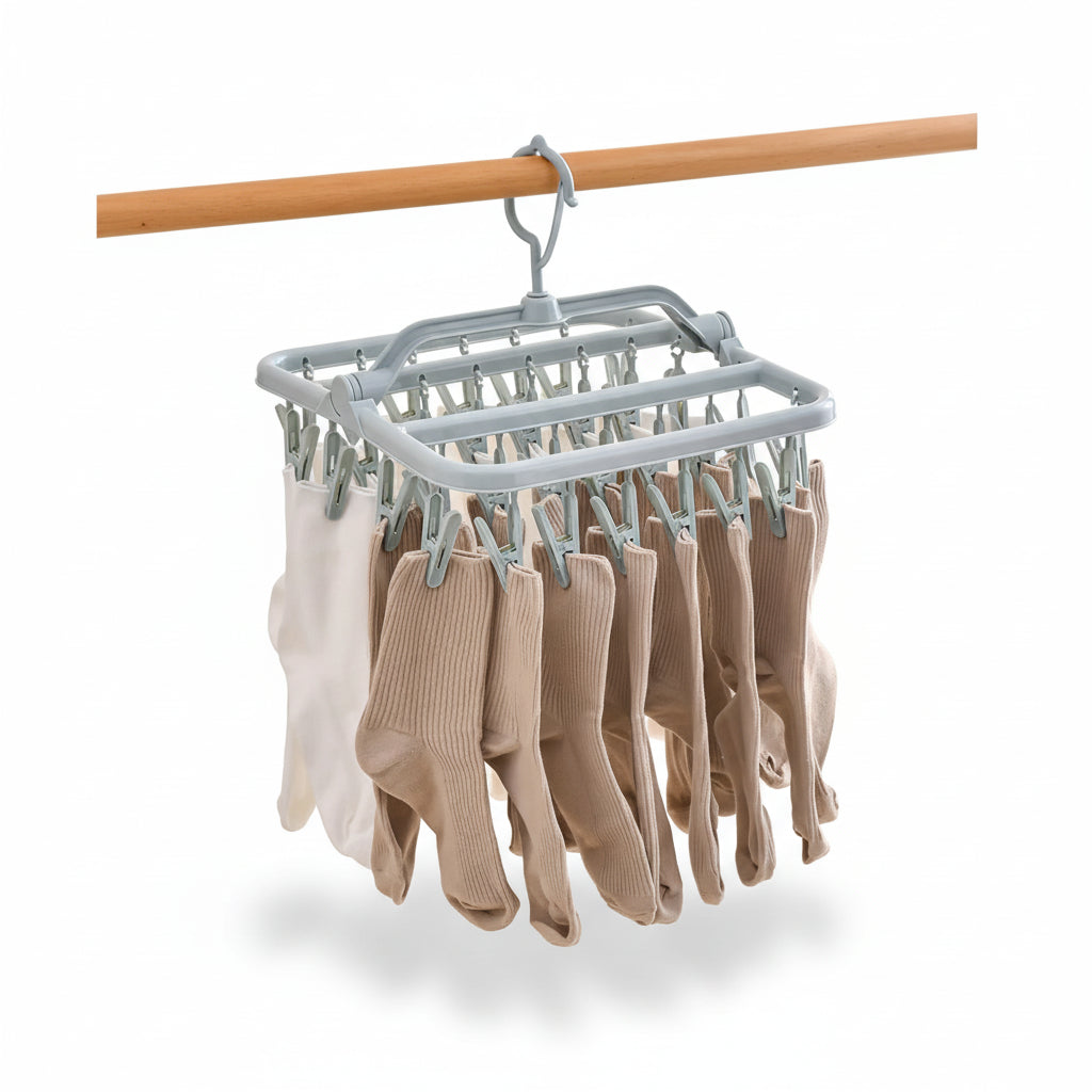 Petit étendoir à linge pliable 32 pinces