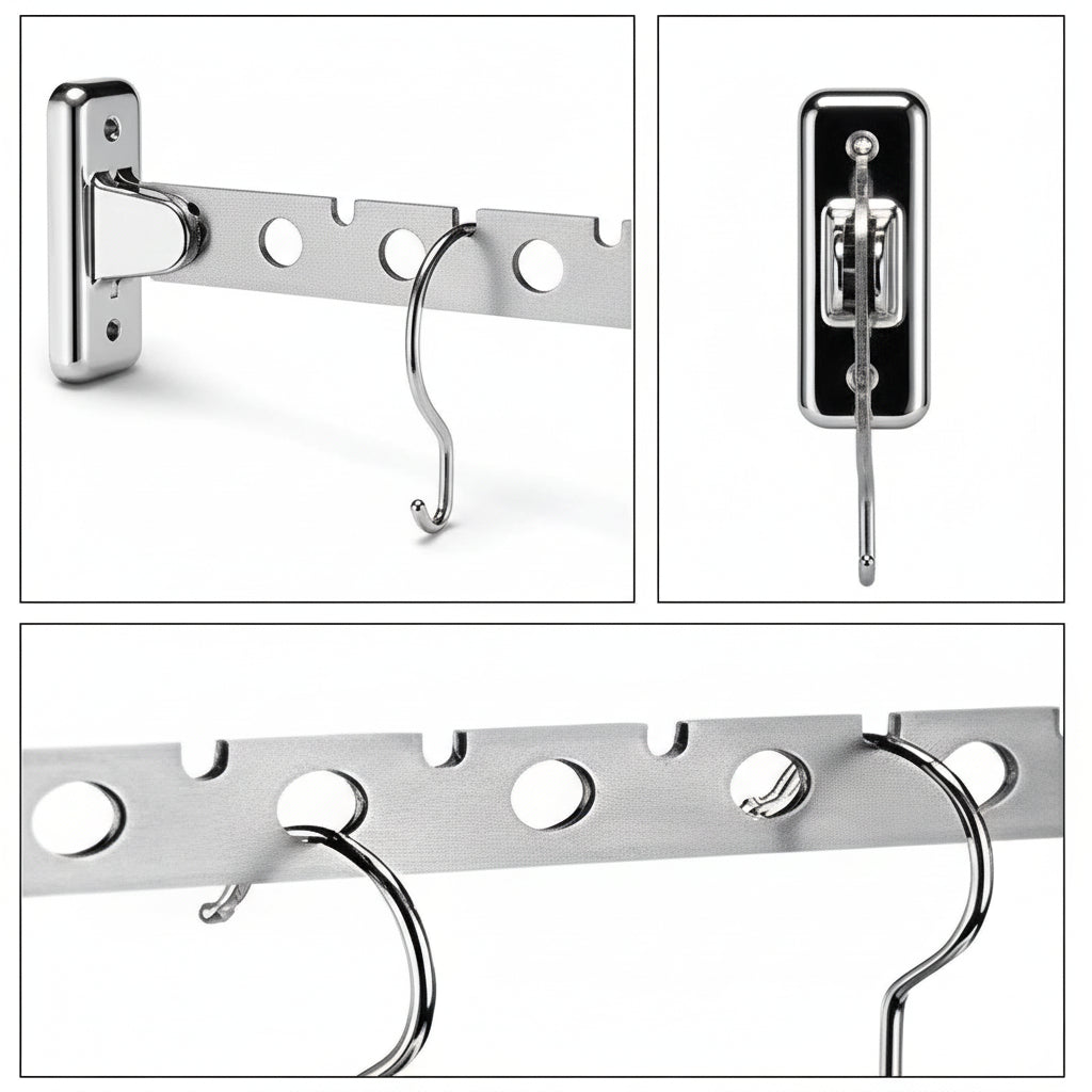 Étendoir à linge mural rabattable inox 180° pliable