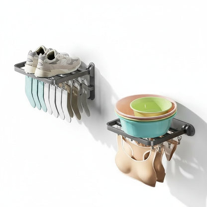 Étendoir à linge mural rabattable aluminium avec pinces