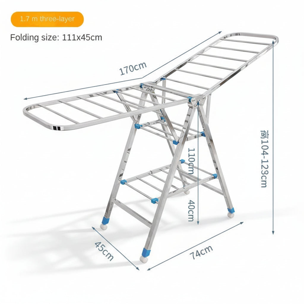 Étendoir à linge pliable inox intérieur extérieur
