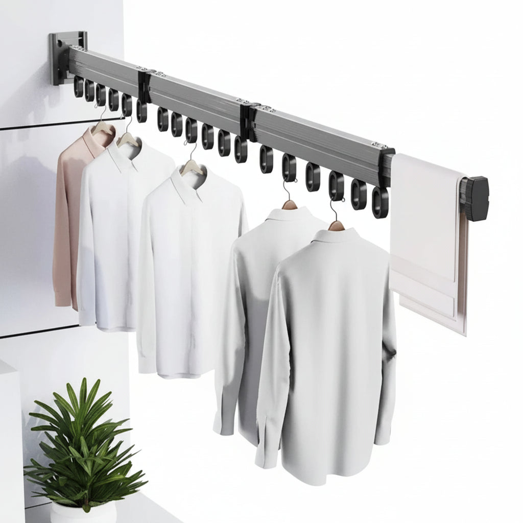 Étendoir à linge mural rétractable en aluminium pliable