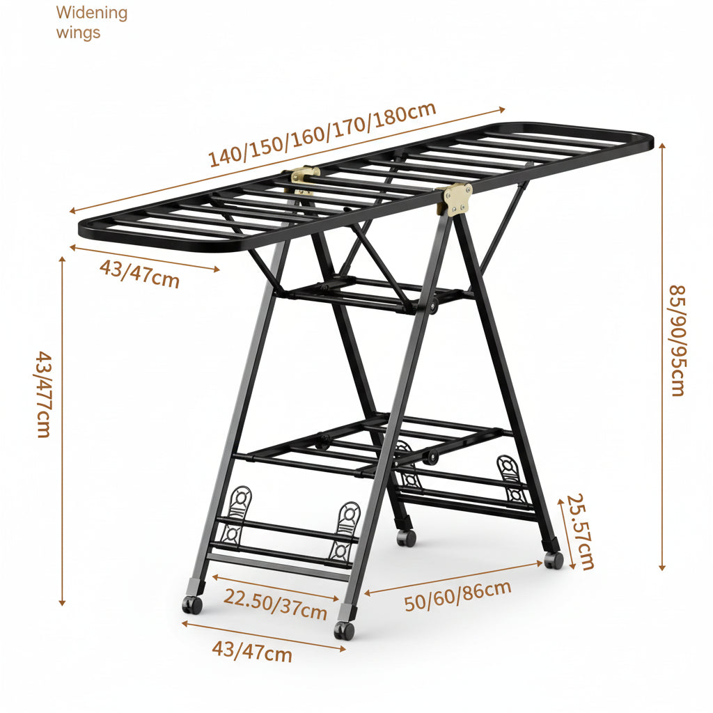 Étendoir à linge pliable en acier carbone mobile