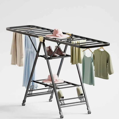 Étendoir à linge pliable en acier carbone mobile