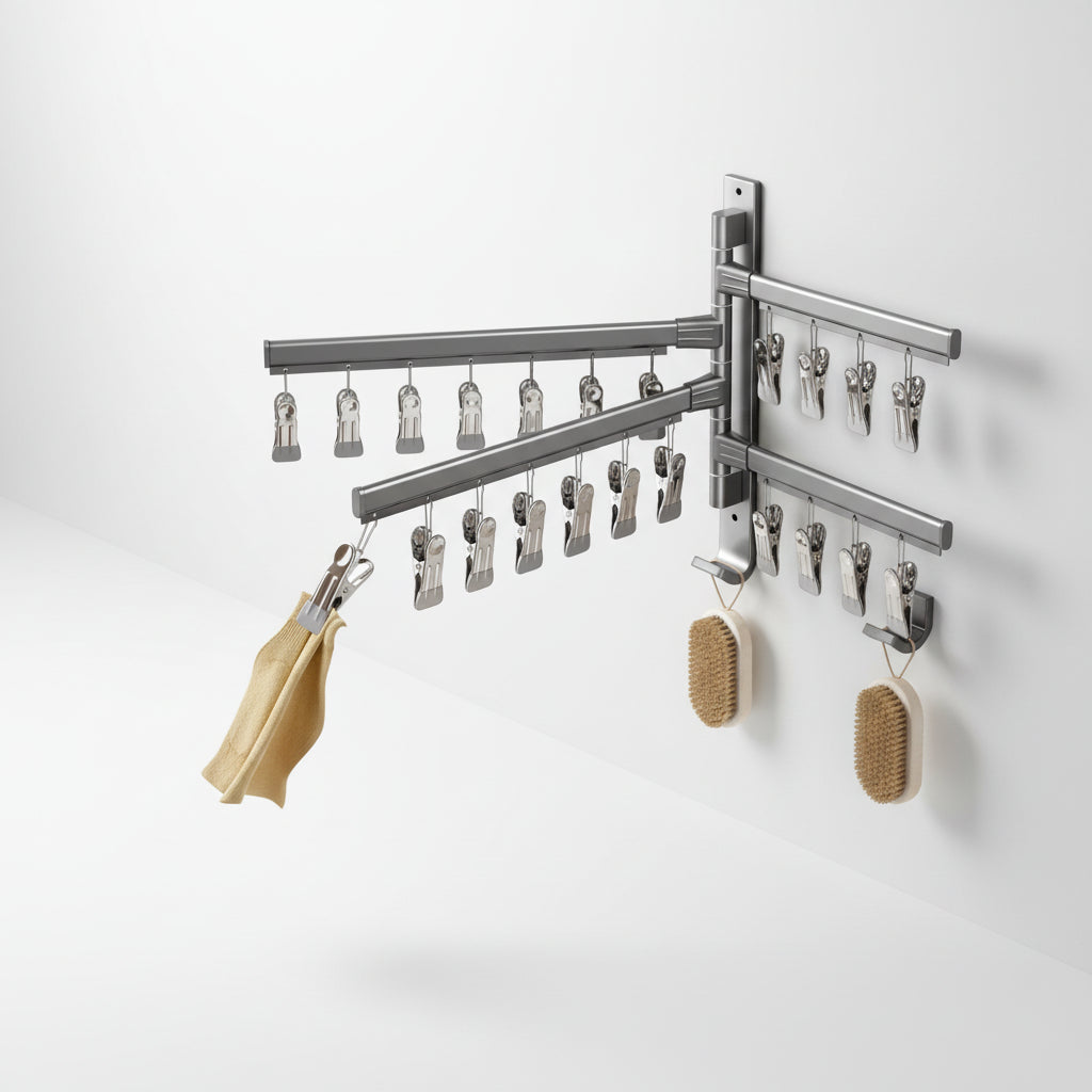 Étendoir à linge mural pliable en aluminium