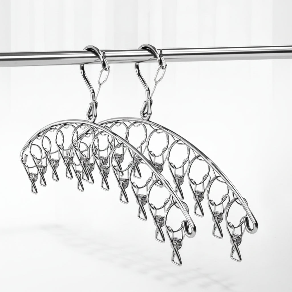 Cintre pour étendoir à linge inox avec pinces