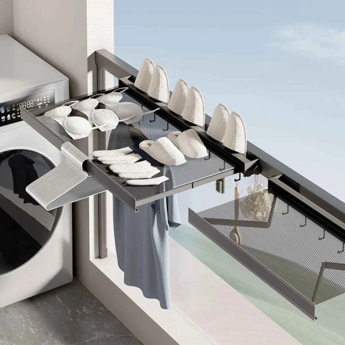 Étendoir à linge mural rétractable en aluminium pliable