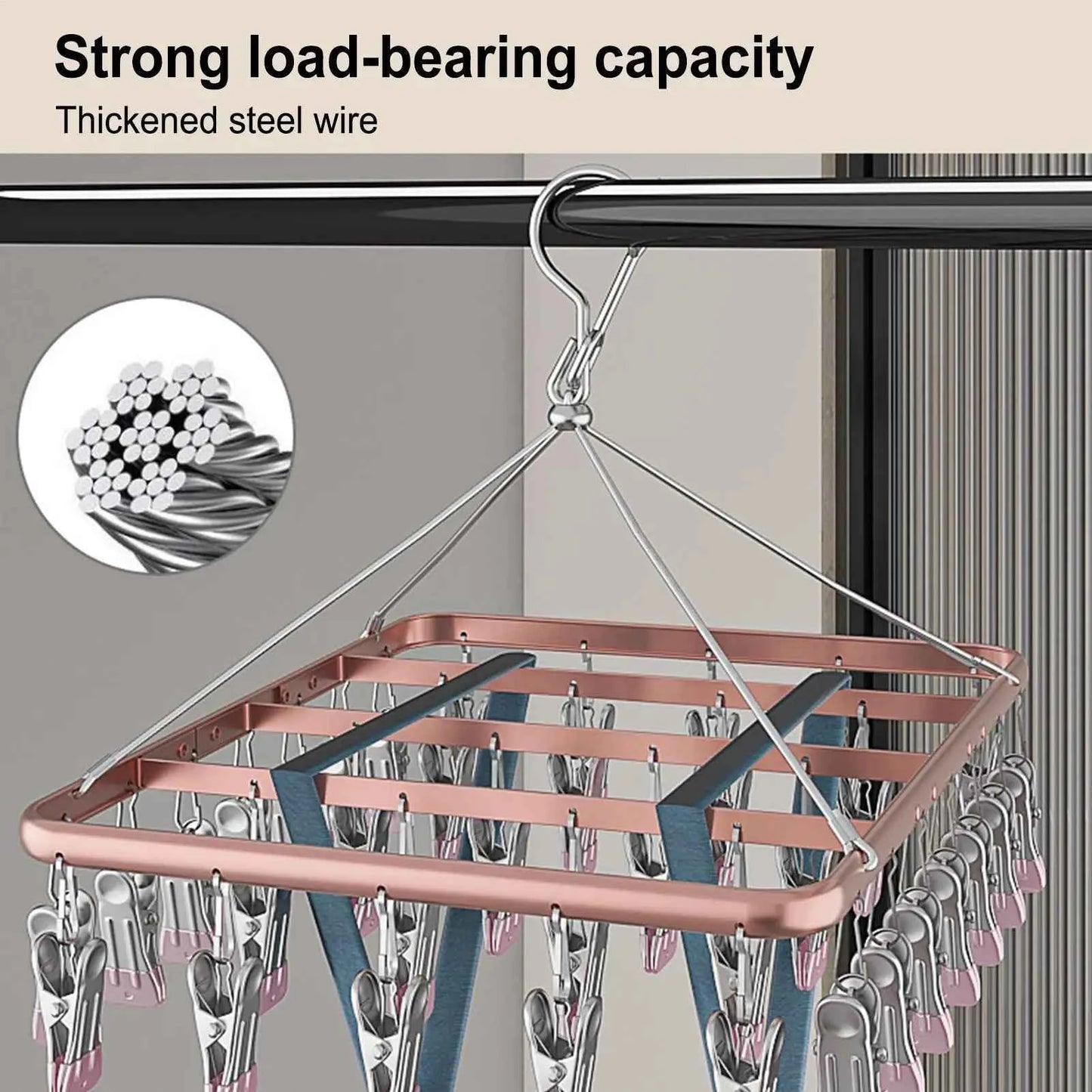 Étendoir à linge en aluminium avec 36 pinces