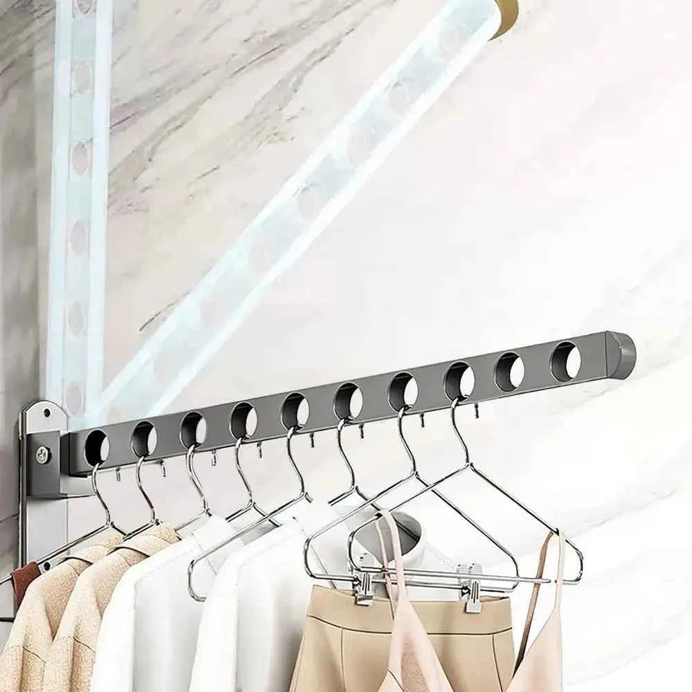 Étendoir à linge mural rabattable double barre pliable