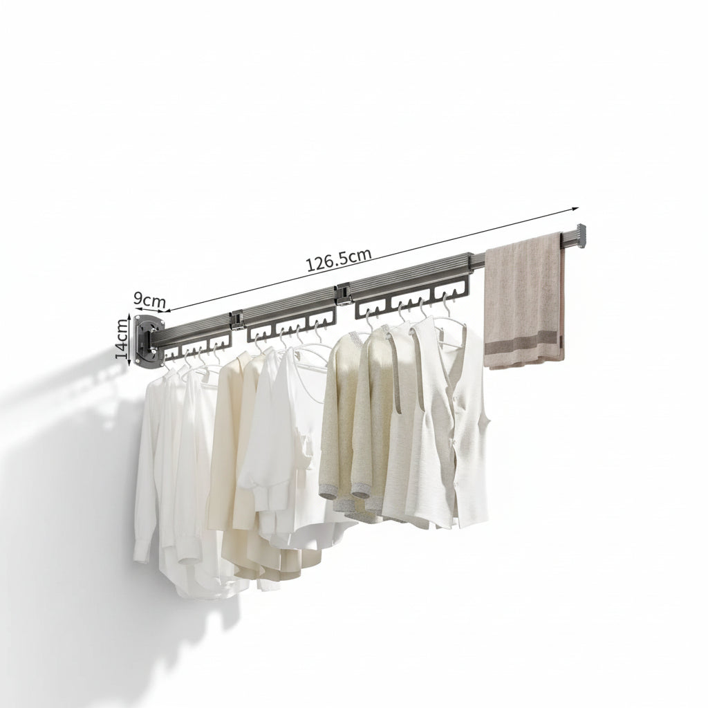 Étendoir à linge mural rétractable aluminium robuste