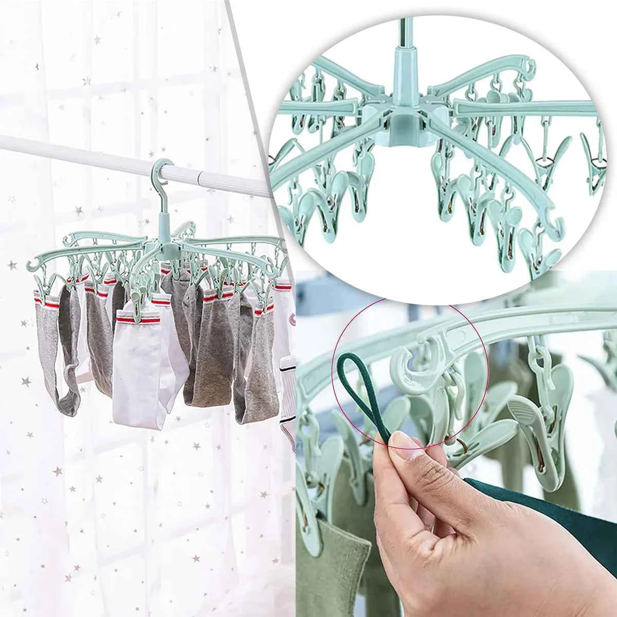 Petit étendoir à linge 24 pinces pliable rotatif