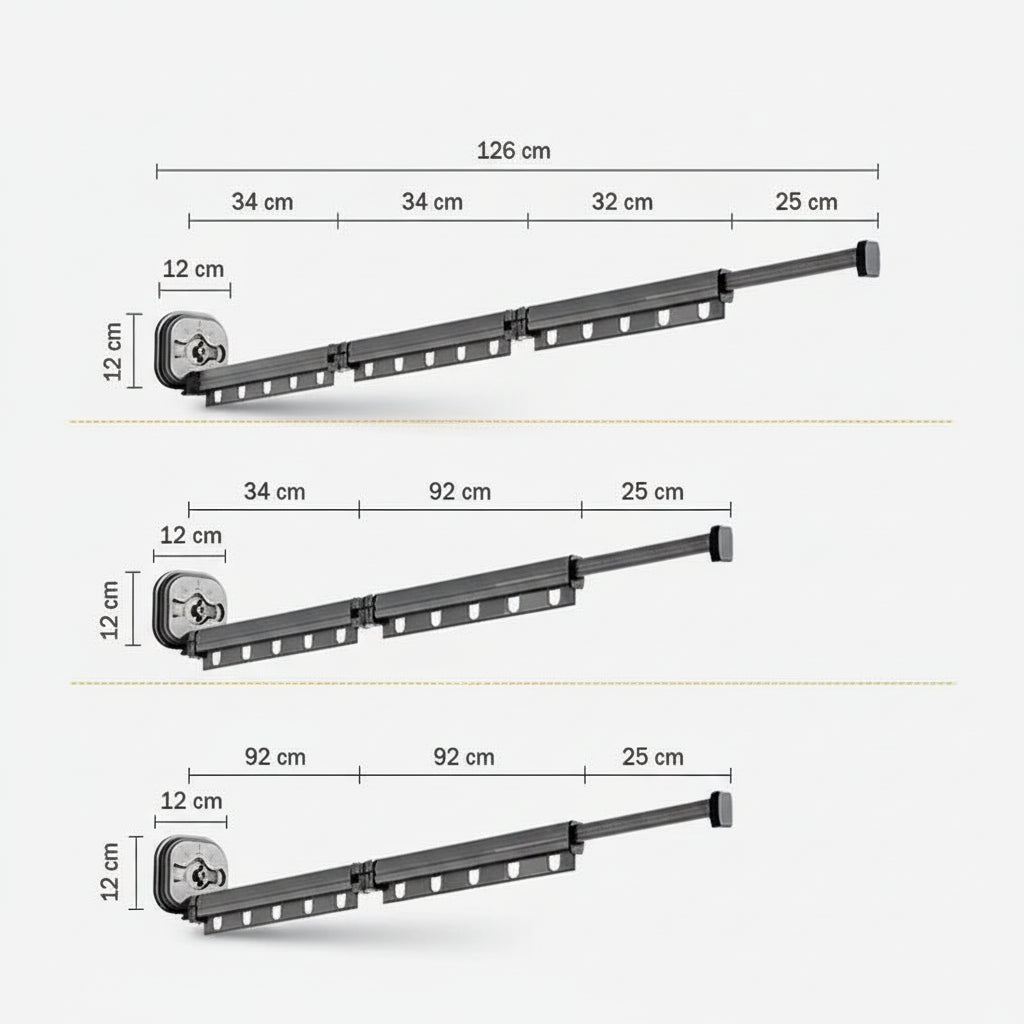 Étendoir à linge mural rétractable aluminium ventouse
