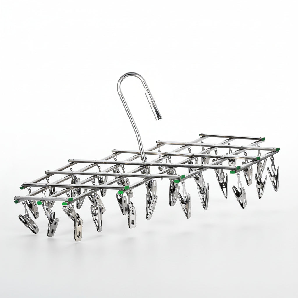 Petit étendoir à linge inox pliable à pinces