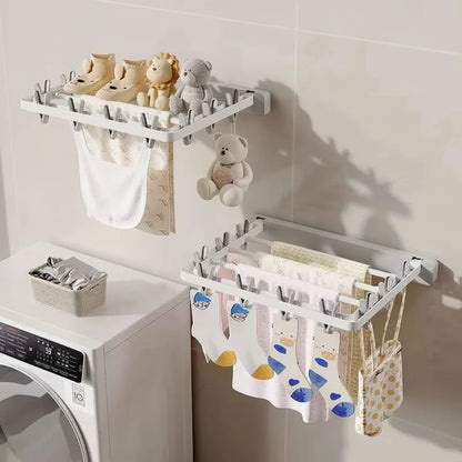 Étendoir à linge mural rabattable avec pinces socks