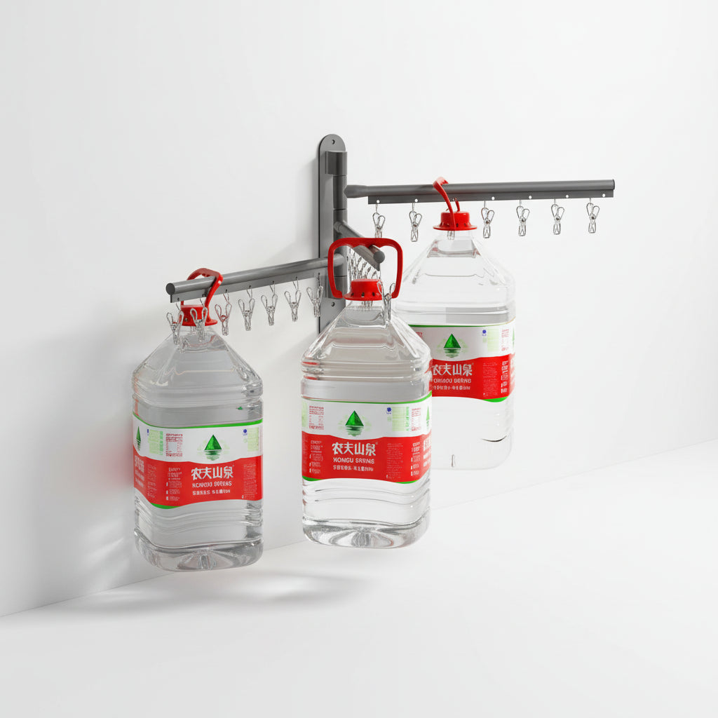 Étendoir à linge mural rabattable aluminium avec pinces