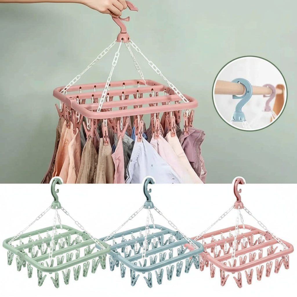 Petit étendoir à linge multi pinces 32 clips