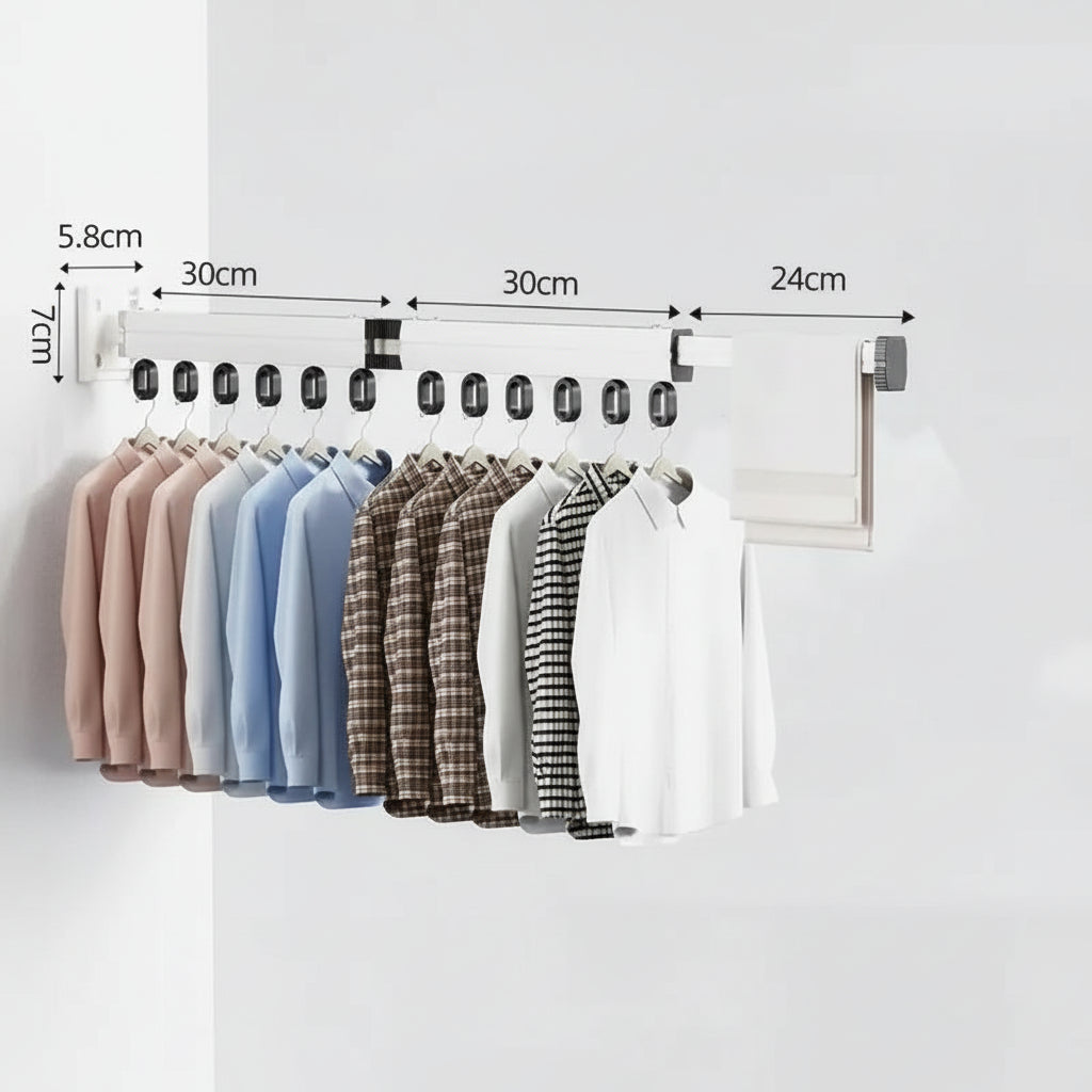 Étendoir à linge mural rétractable en aluminium pliable