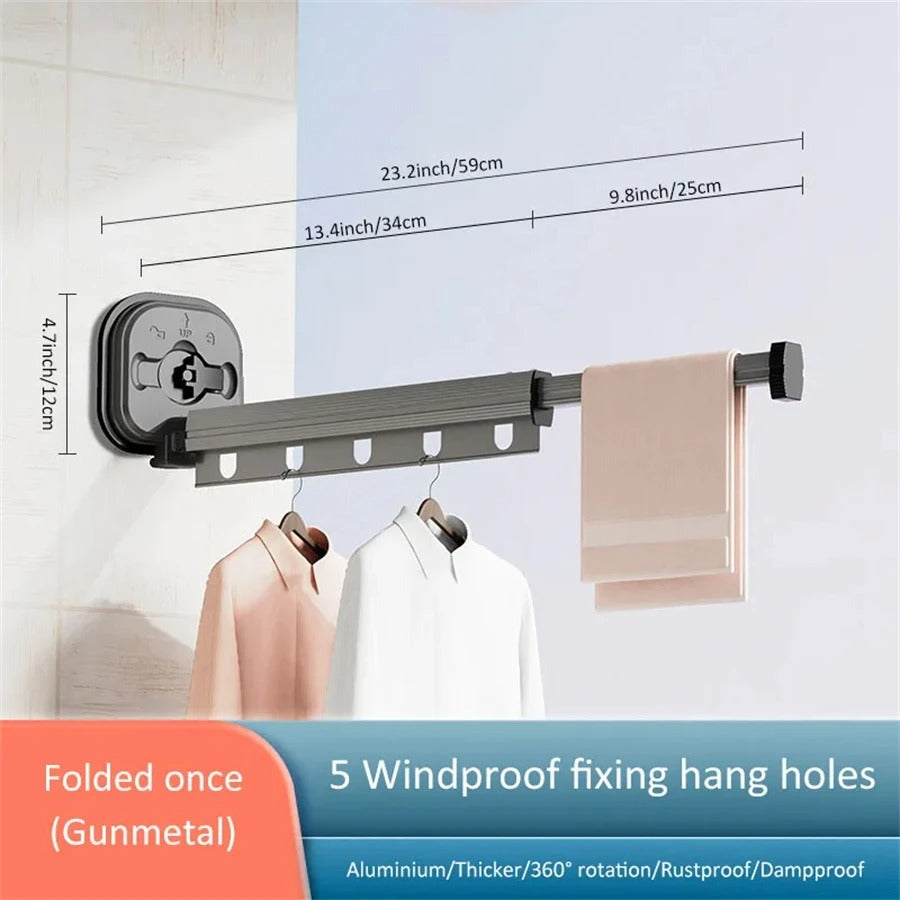 Étendoir Mural Extensible sur Ventouse à linge
