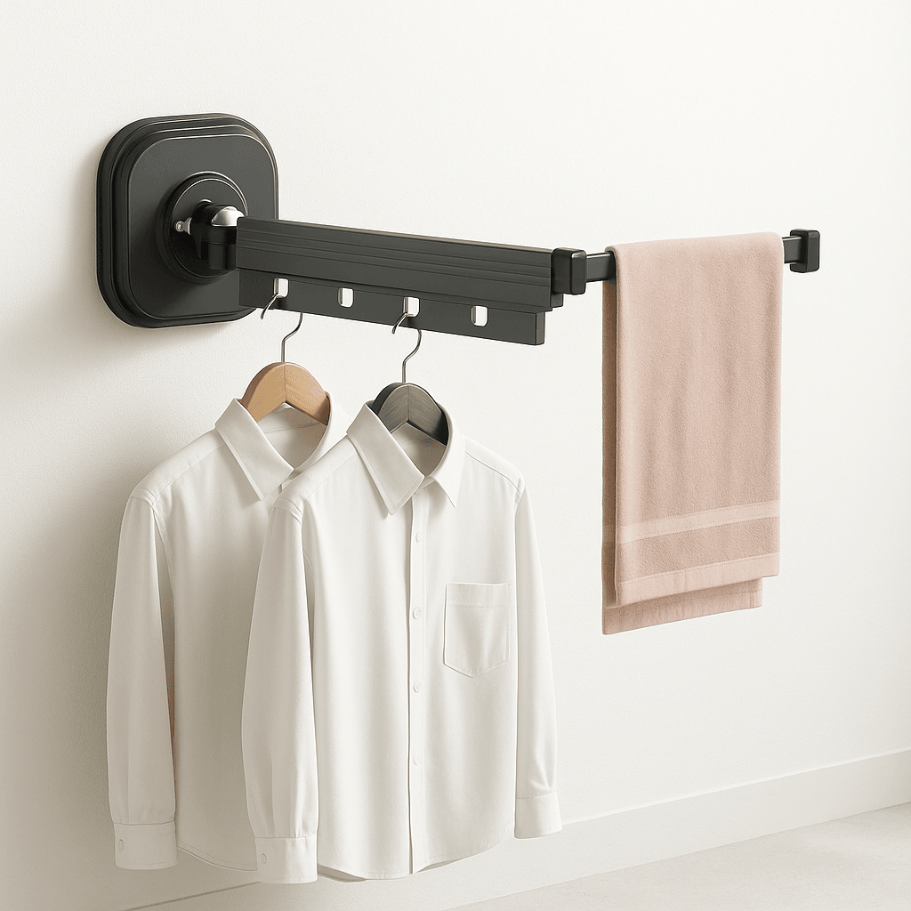 Étendoir à linge Mural Extensible sur Ventouse - L'Univers de l'Étendoir